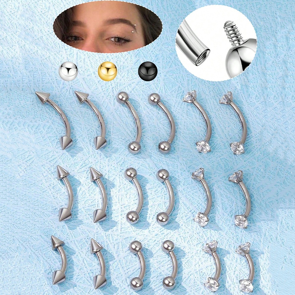 Body Jewelry Vertical Labret - 6 uds 16G de acero inoxidable