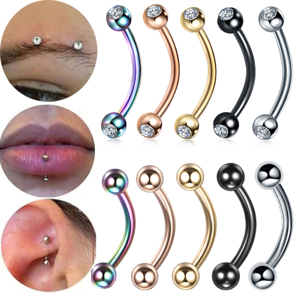 Rook Curved Barbell - Piercings de acero CZ para cejas