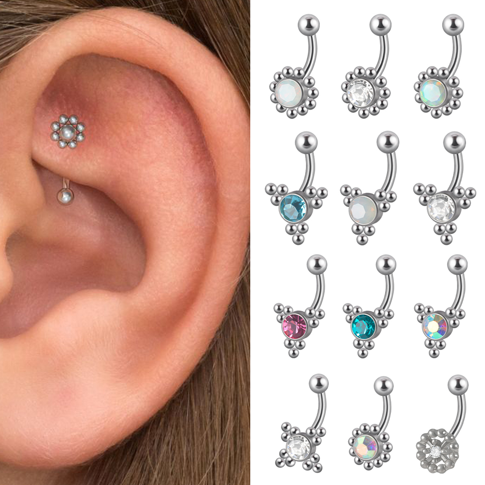 Rook Curved Barbell - 1 pieza G23 titanio 16G Crystal