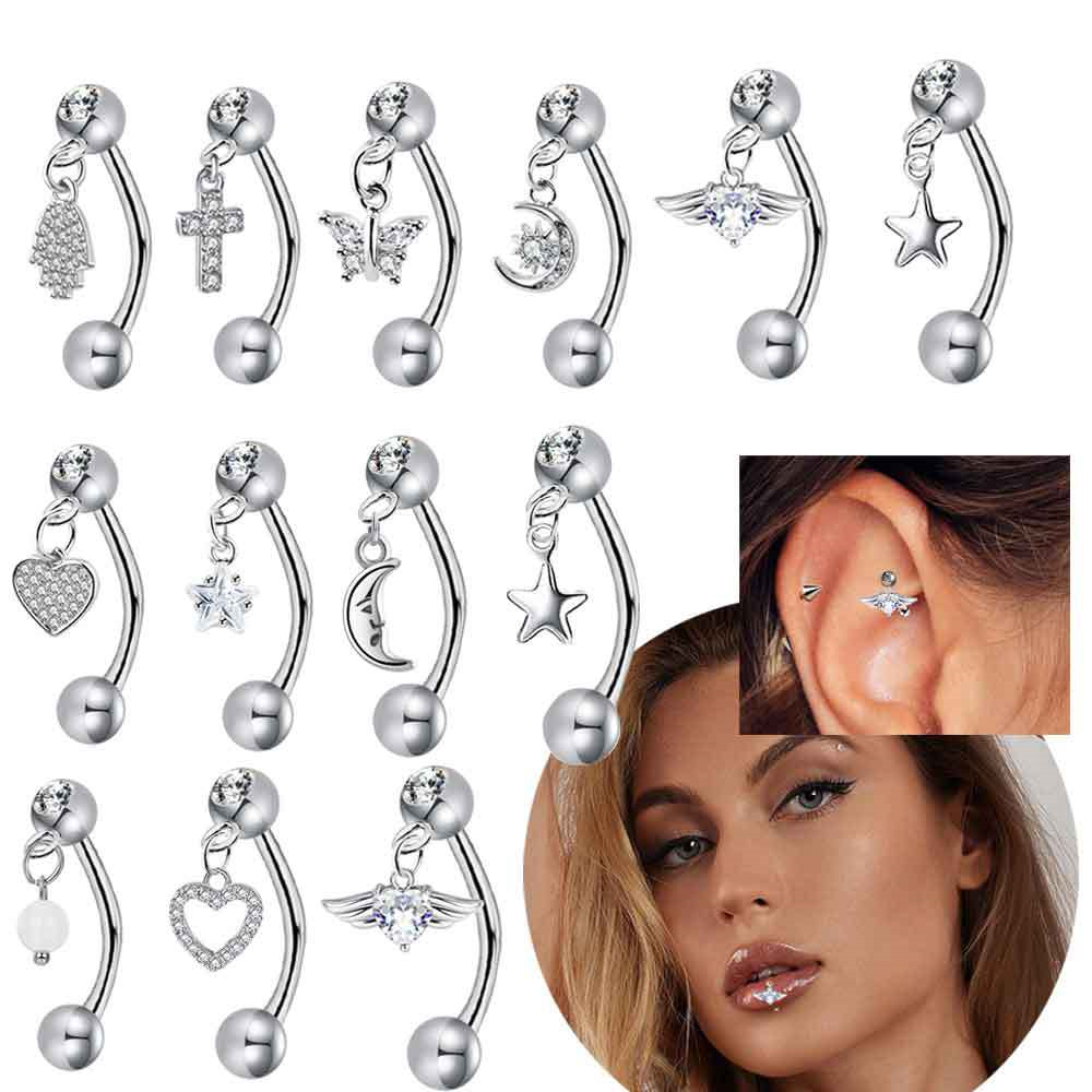 Rook Curved Barbell - 1 Uds. Piercing para cejas colgante