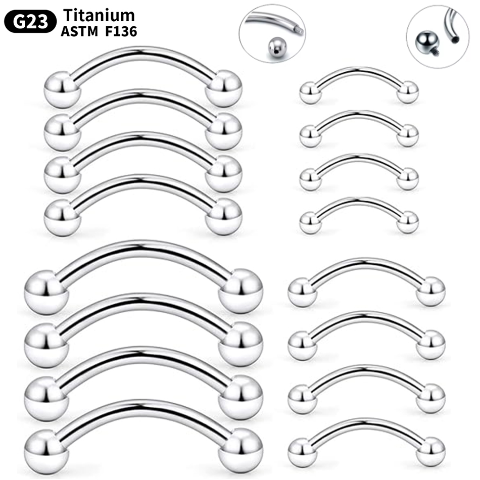 Rook Curved Barbell - Piercing de titanio con barra curvada,