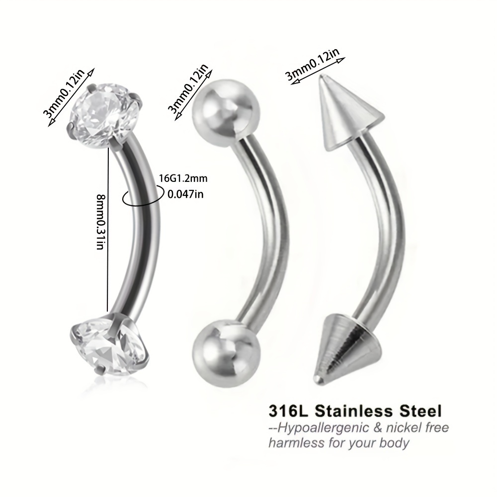 3pcs 16G pendientes de torre a - Rook Curved Barbell reseña y precio