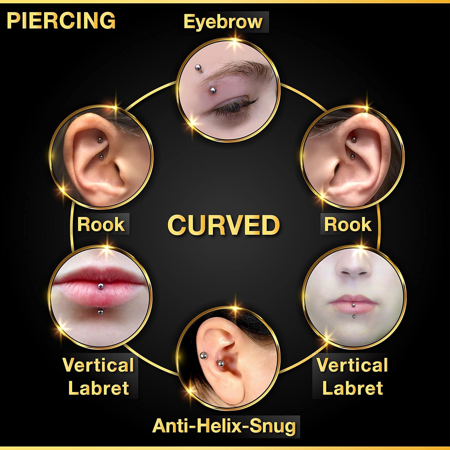 Set de 32 piezas de joyería de - Body Jewelry Vertical Labret reseña y precio