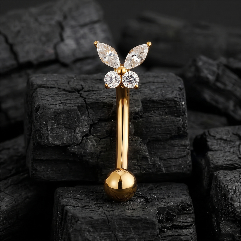 Pendiente de barra curva de ti - Body Jewelry Vertical Labret reseña y precio