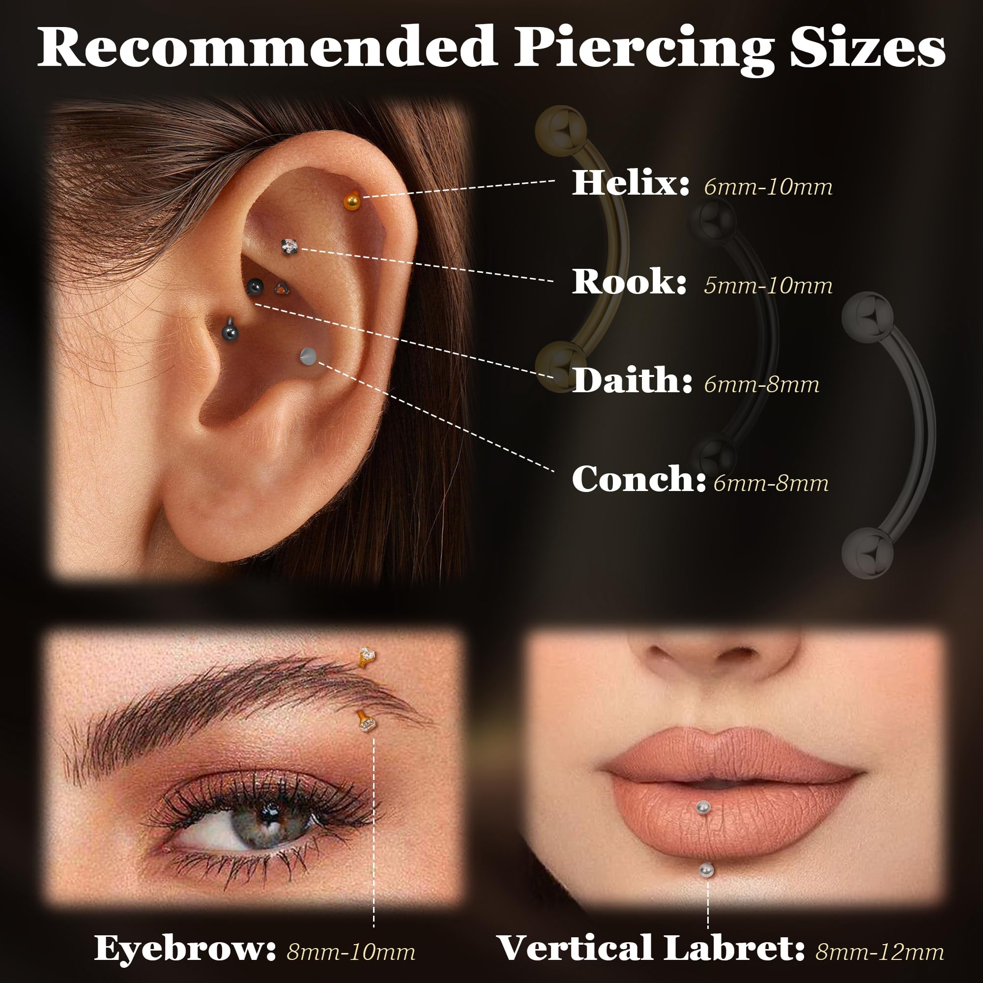 16G G23 Titanio ceja perforaci - Body Jewelry Vertical Labret reseña y precio