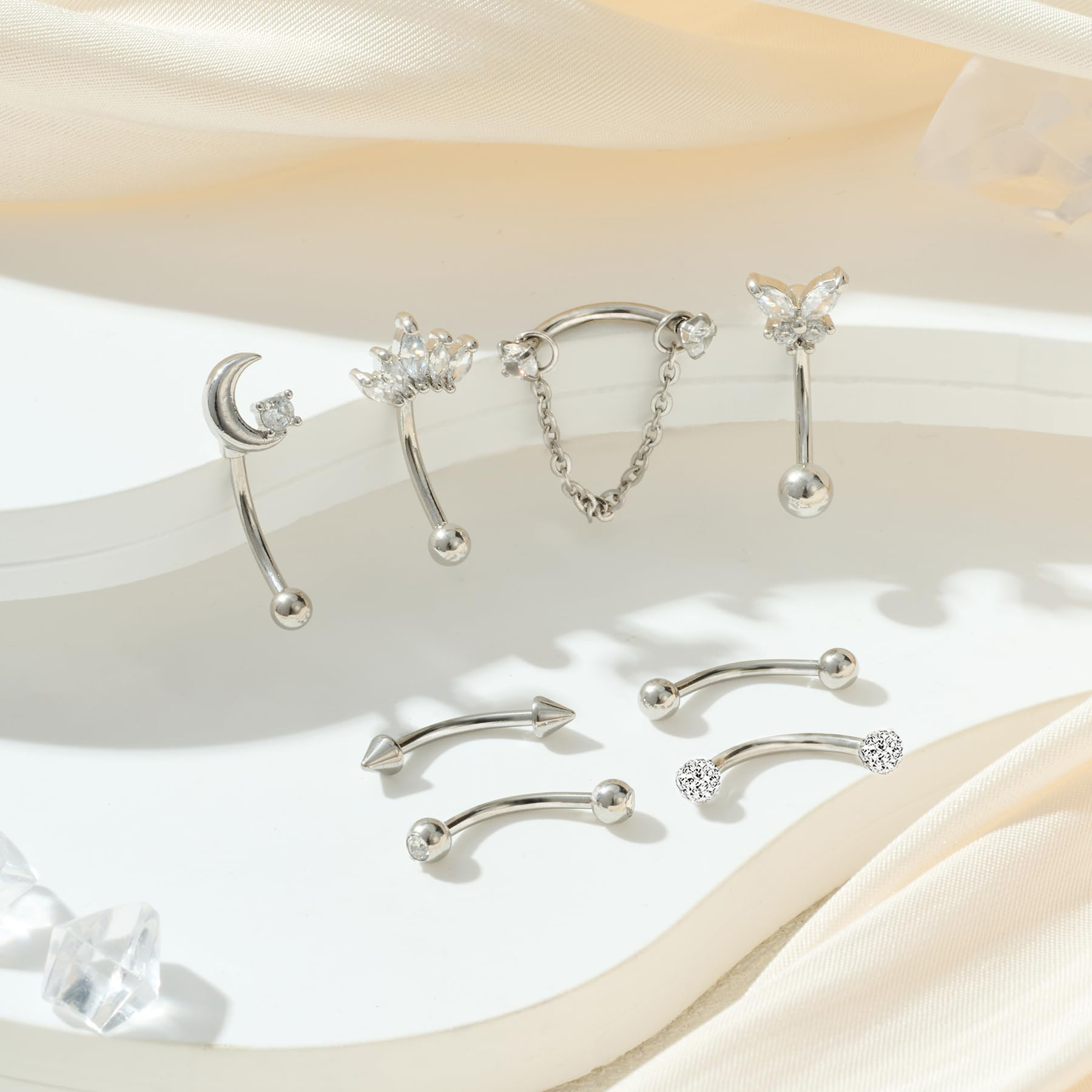 8PCS/Set Anillos de cejas 16G  - Rook Curved Barbell reseña y precio