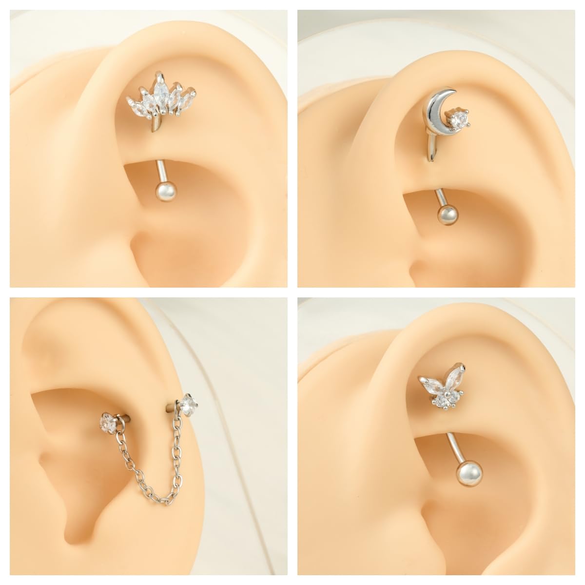 8PCS/Set Anillos de cejas 16G  - Rook Curved Barbell reseña y precio