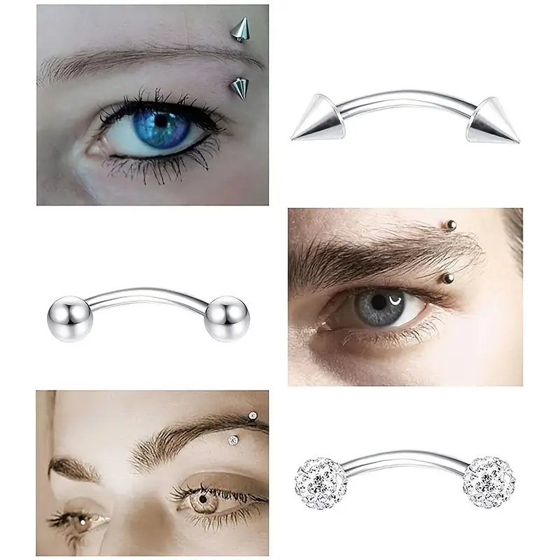 8PCS/Set Anillos de cejas 16G  - Rook Curved Barbell reseña y precio