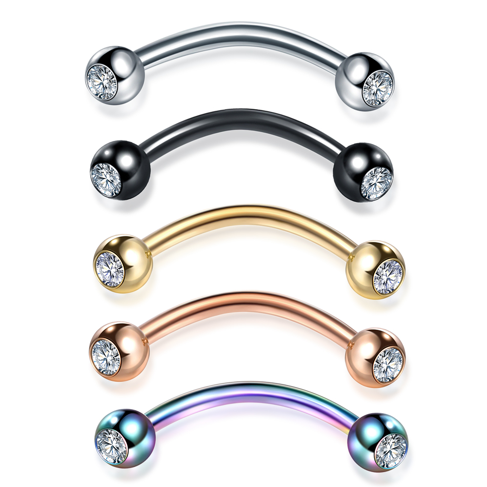 Piercings de acero CZ para cej - Rook Curved Barbell reseña y precio