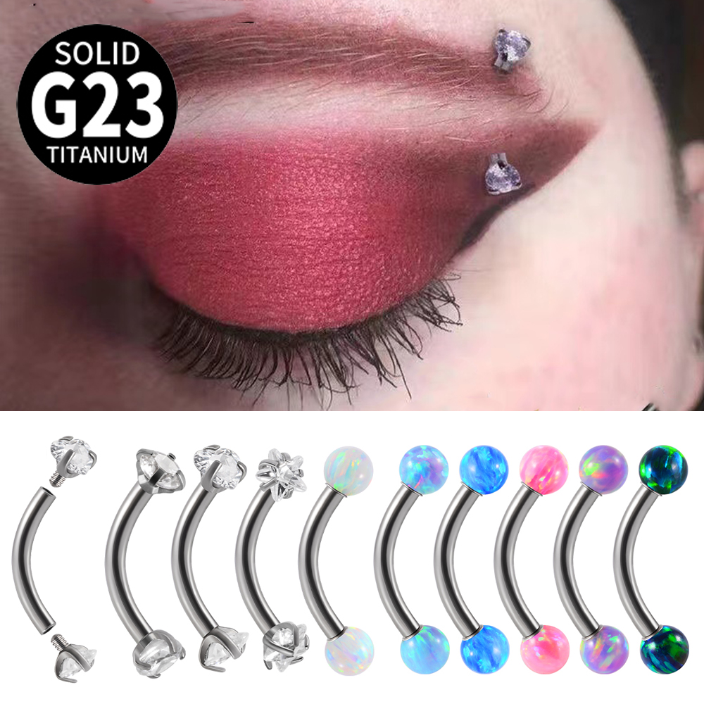 1 pieza G23 titanio CZ rosca i - Rook Curved Barbell reseña y precio