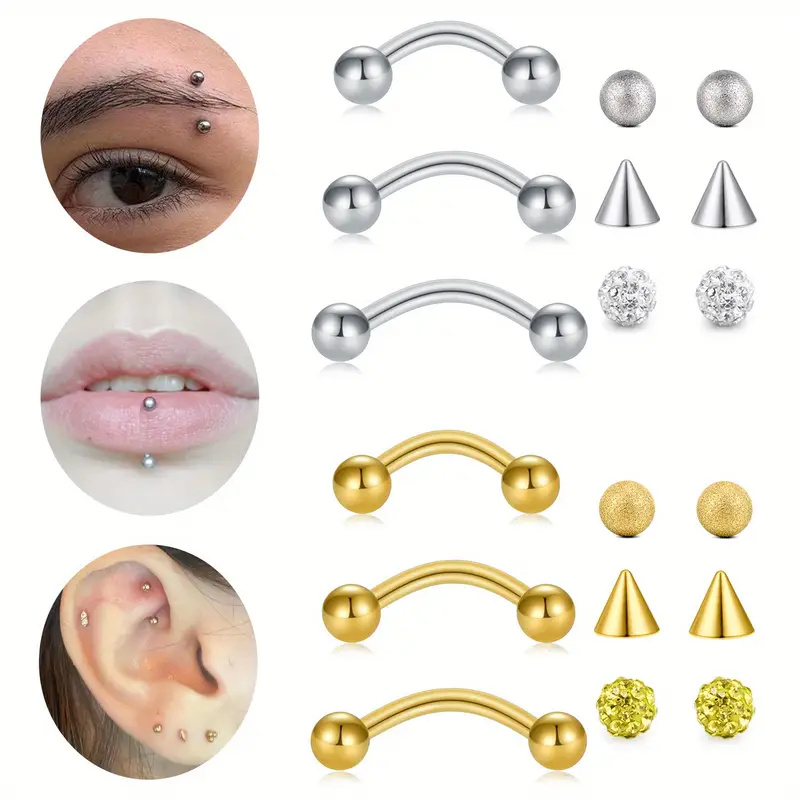 3pcs 16G acero inoxidable curv - Rook Curved Barbell reseña y precio