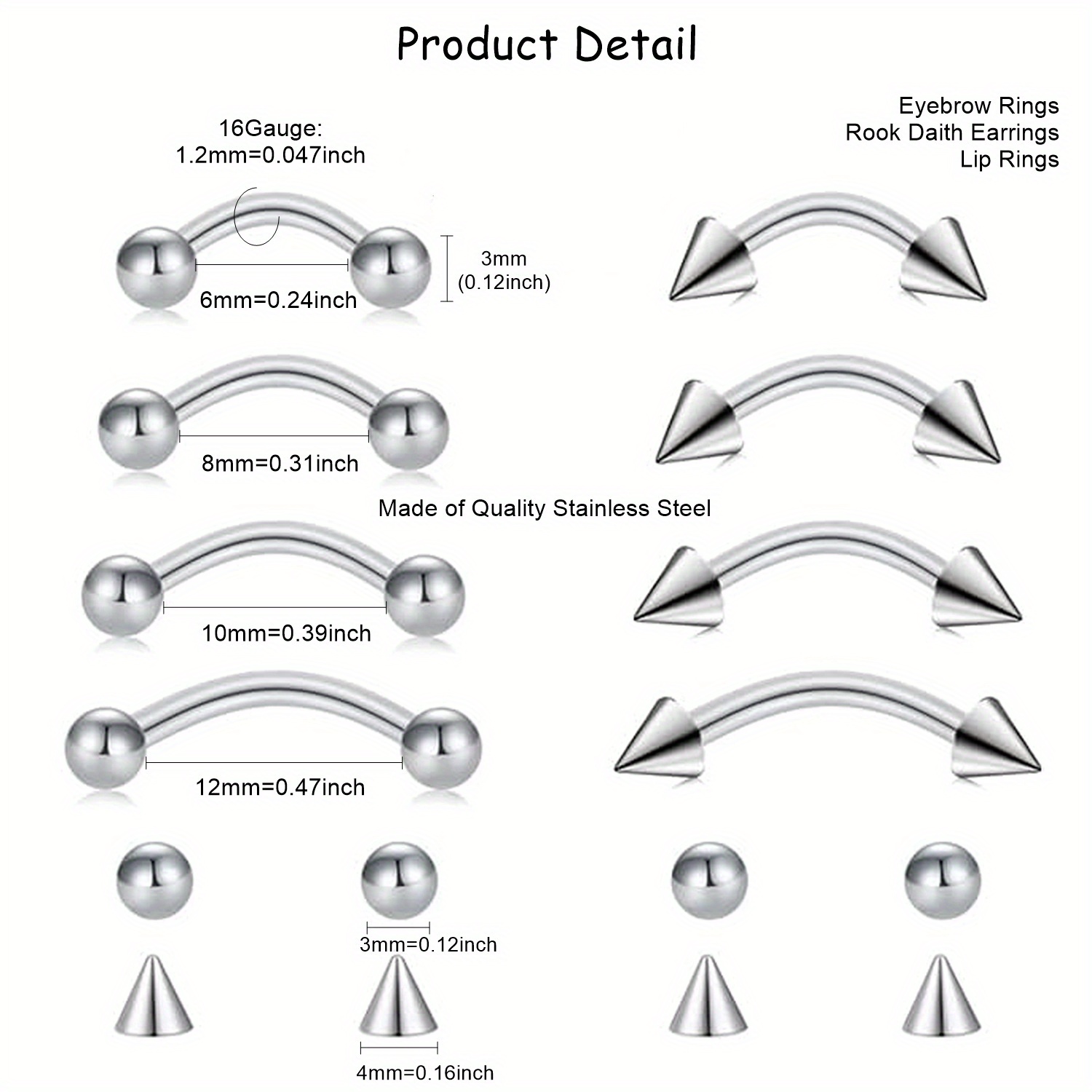 8 Uds. Pendiente de torre de j - Body Jewelry Vertical Labret reseña y precio