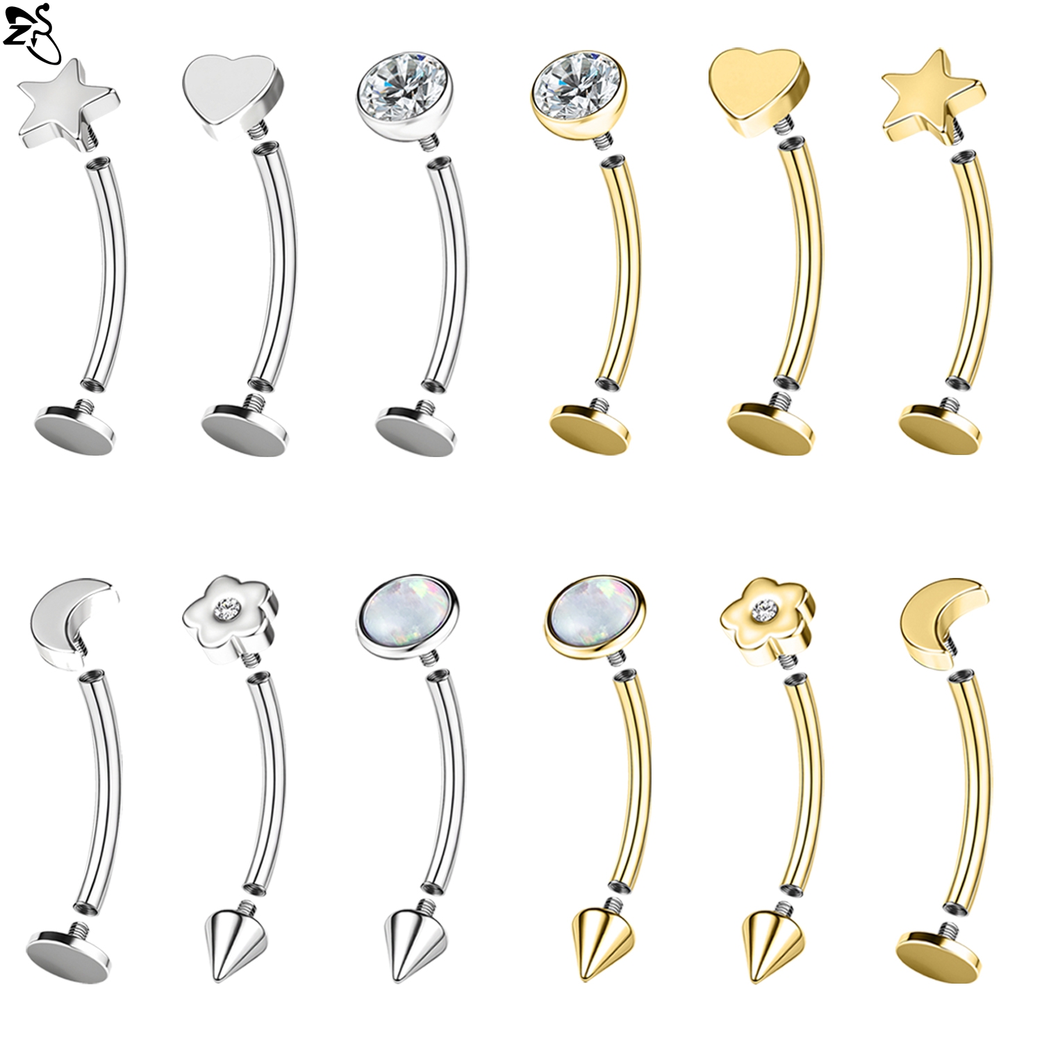 ZS 1 pieza 16G de acero inoxid - Rook Curved Barbell reseña y precio